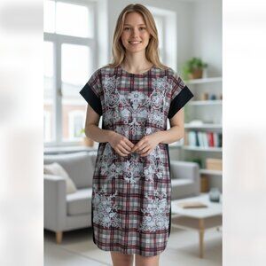 NWT ZARA Tweed Plaid Embroidered Sheath Dress